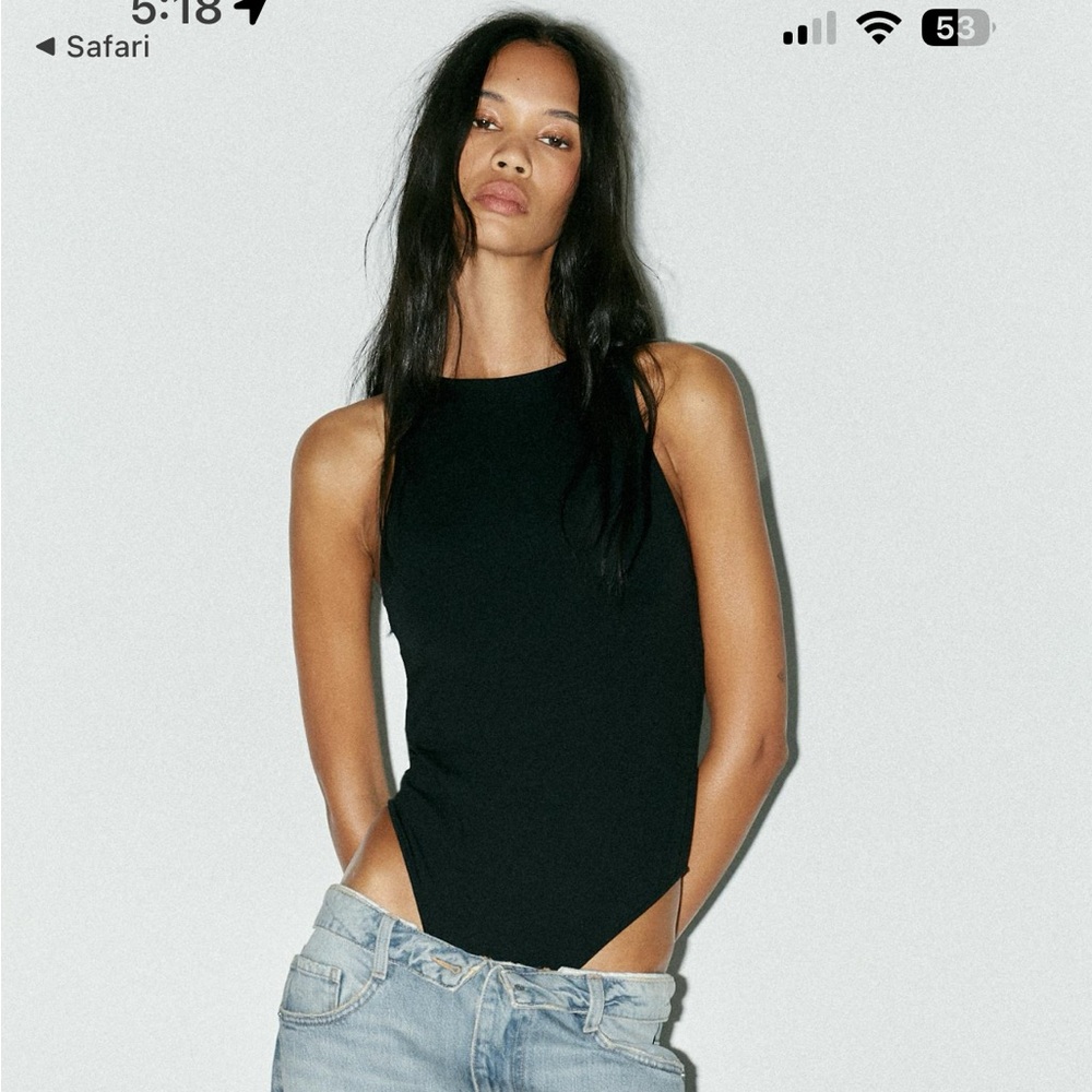Zara Black Bodysuit Top